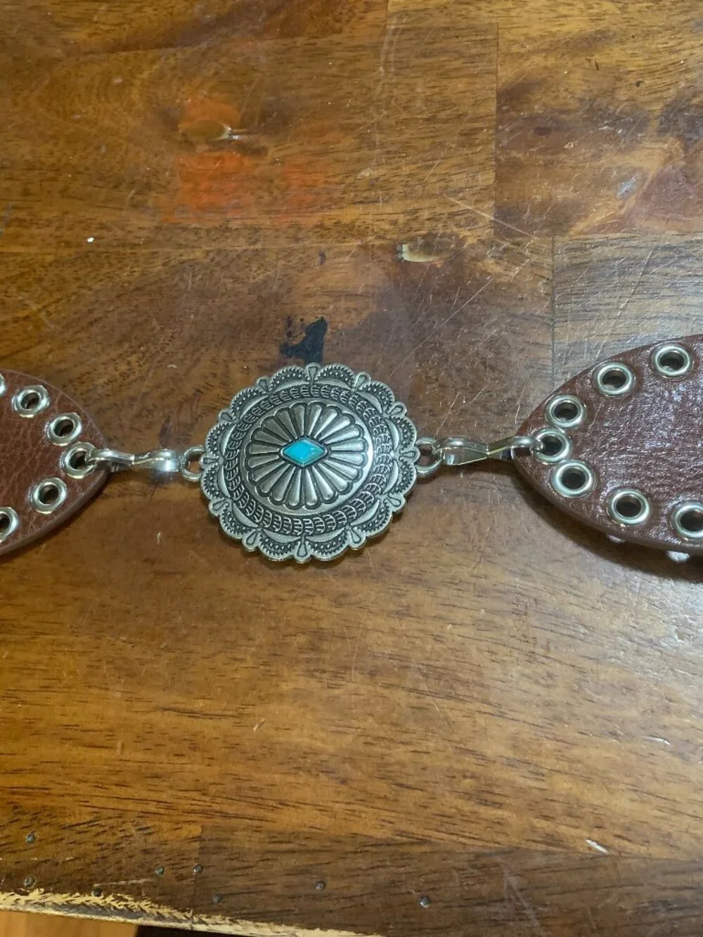 Silver Tone and Faux Turquoise Belt